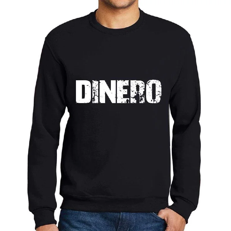 Men's Printed Graphic Sweatshirt Popular Words DINERO Deep Black