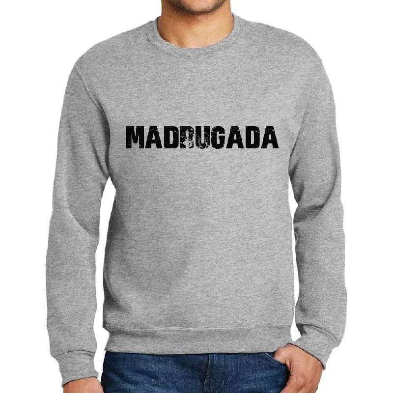 Men's Printed Graphic Sweatshirt Popular Words MADRUGADA Grey Marl