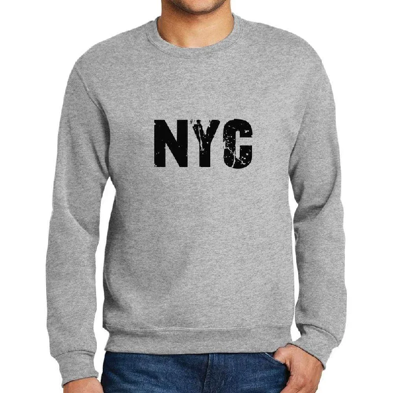 Men's Printed Graphic Sweatshirt Popular Words NYC Grey Marl