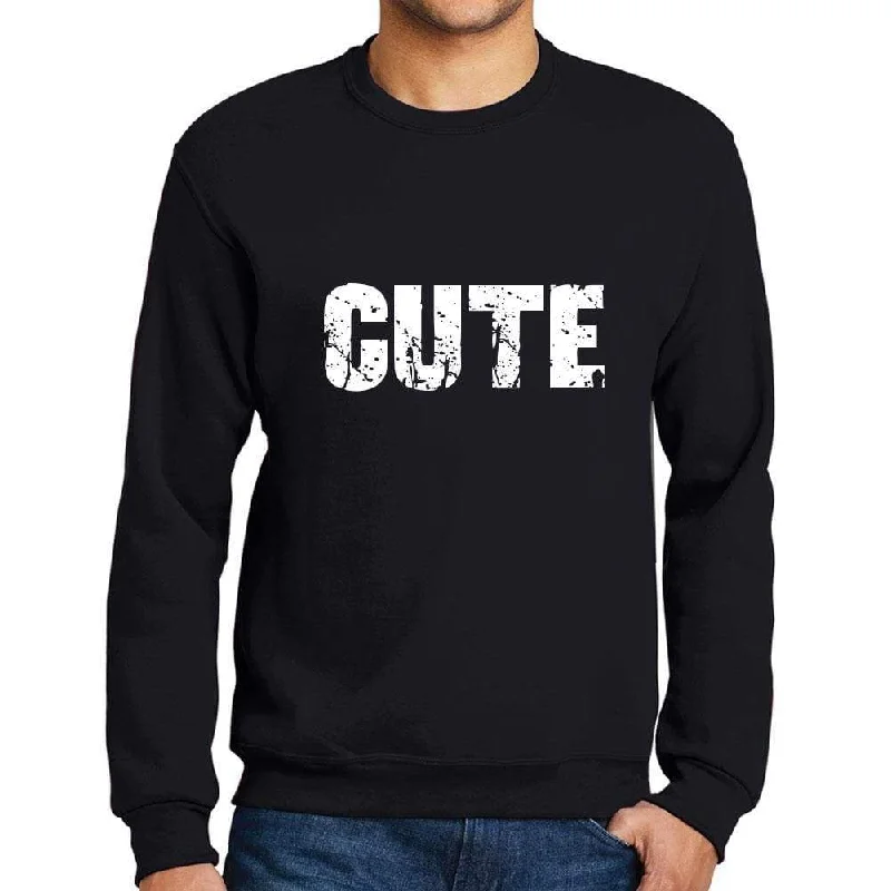 Men's Printed Graphic Sweatshirt Popular Words CUTE Deep Black