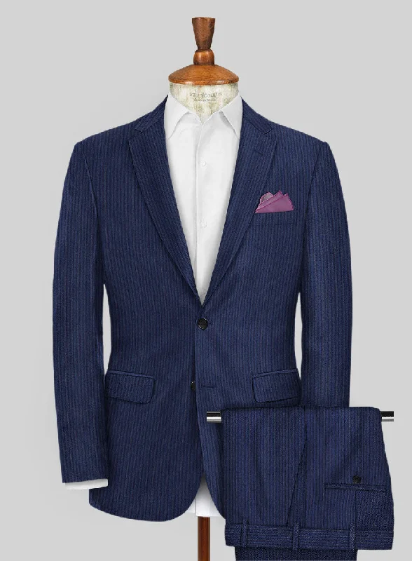 Scabal Tornado Herringbone Royal Blue Wool Suit