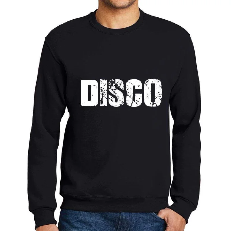 Men's Printed Graphic Sweatshirt Popular Words DISCO Deep Black