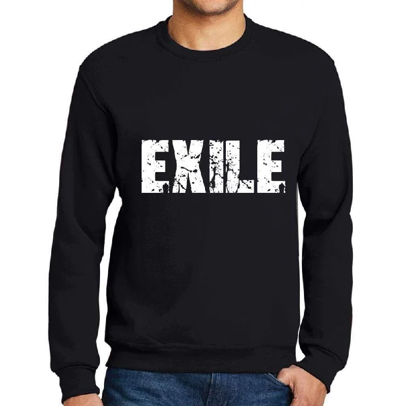 Men's Printed Graphic Sweatshirt Popular Words EXILE Deep Black