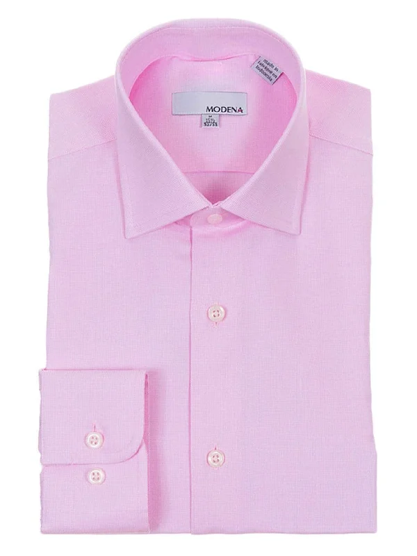 Mens Regular Fit Pink Textured Cotton Blend Dress Shirt