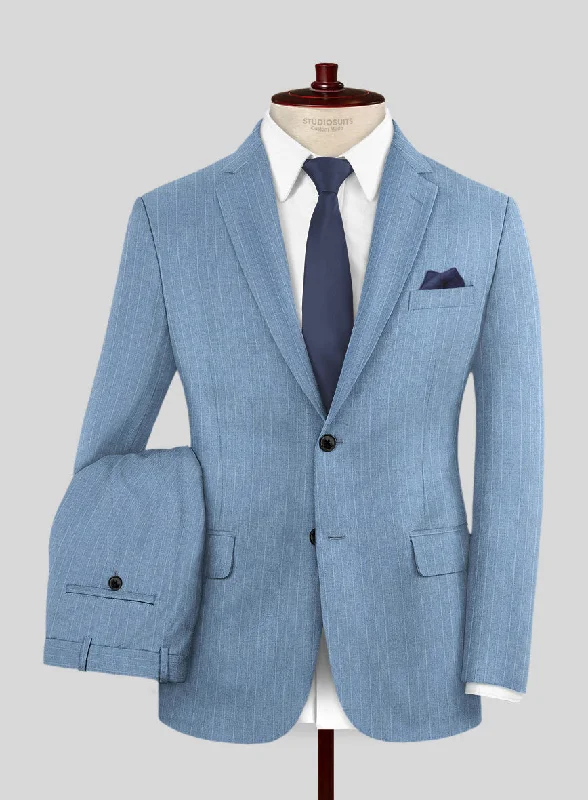 Scabal Cosmopolitan Pinstripe Blue Wool Suit