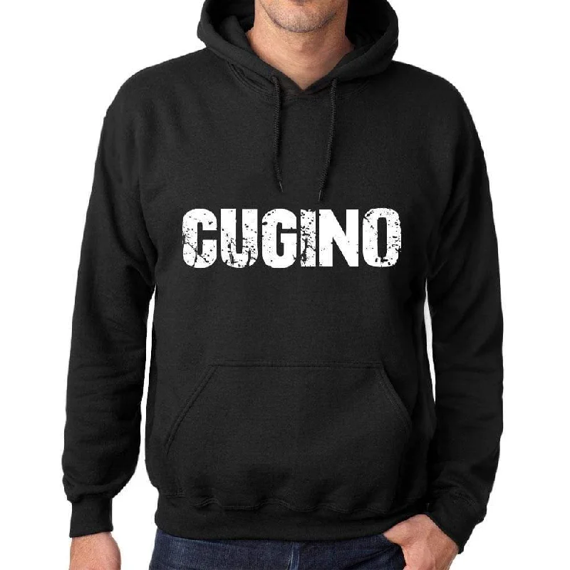 Men's Women's Unisex Printed Graphic Cotton Hoodie Soft Heavyweight Hooded Sweatshirt Pullover Popular Words CUGINO Deep Black