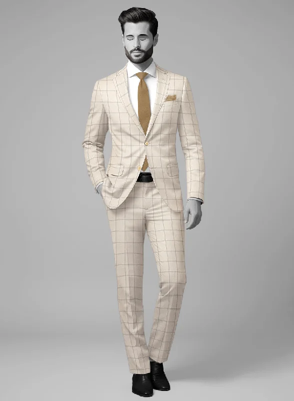 Napolean Noemi Windowpane Beige Wool Suit