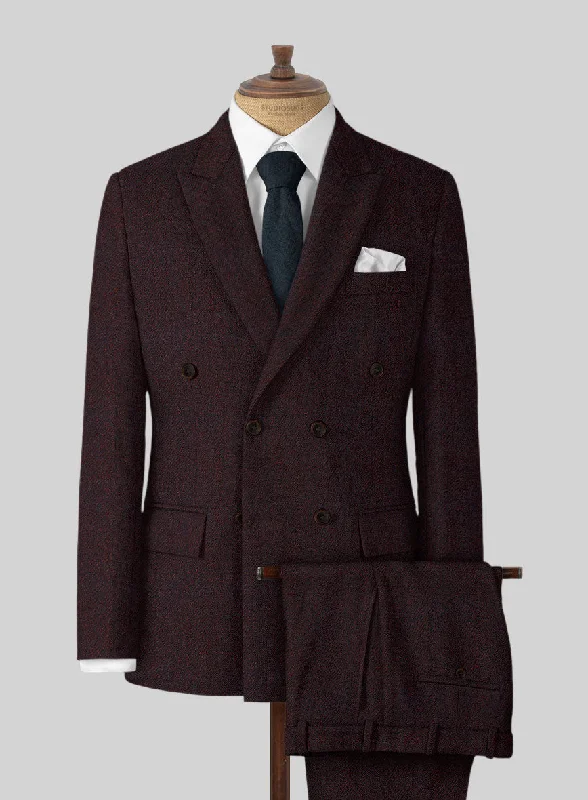 Highlander Heavy Wine Herringbone Tweed Suit