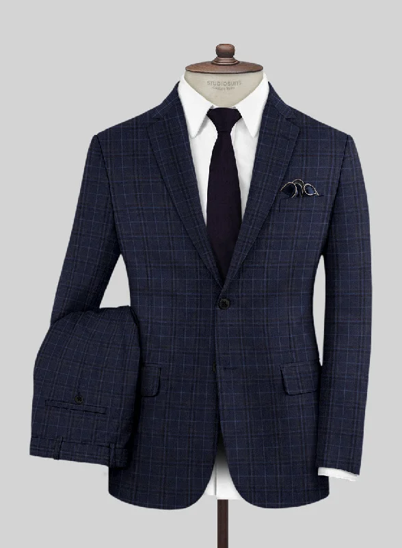 Reda Cavez Blue Checks Wool Suit