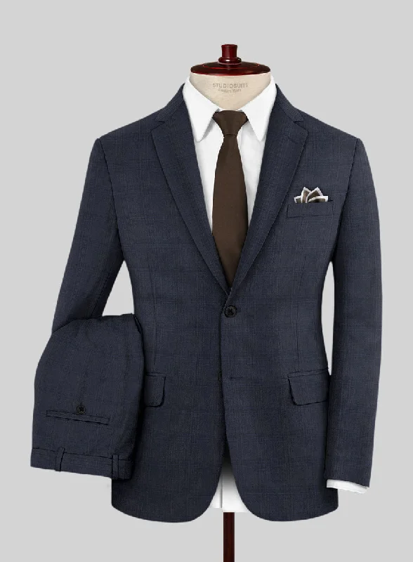 Lanificio Zegna Traveller Isai Blue Checks Wool Suit