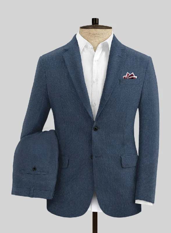 Solbiati Art Du Lin Ebony Blue Linen Suit