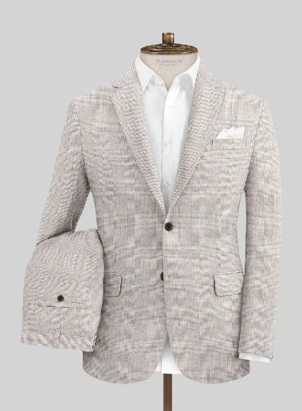 Solbiati Light Beige Check Linen Suit