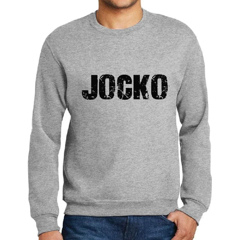 Men's Printed Graphic Sweatshirt Popular Words JOCKO Grey Marl