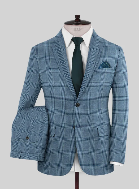 Reda Pacific Blue Checks Wool Suit