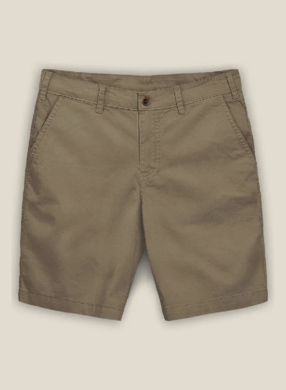 Earthy Brown Cotton Power Stretch Chino Shorts