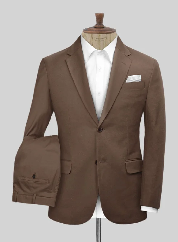 Scabal Dark Brown Cashmere Cotton Suit