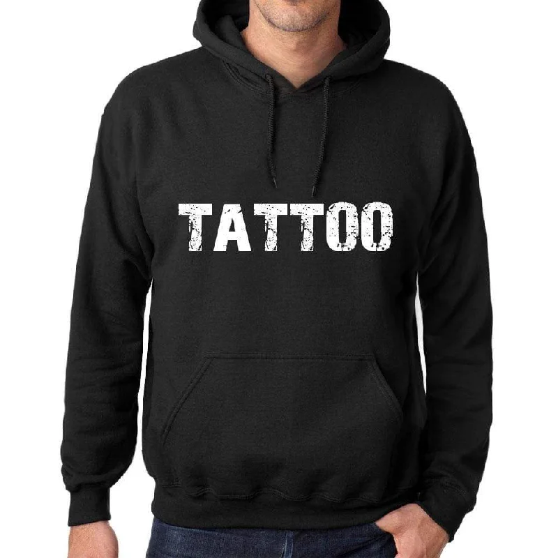 Men's Women's Unisex Printed Graphic Cotton Hoodie Soft Heavyweight Hooded Sweatshirt Pullover Popular Words TATTOO Deep Black