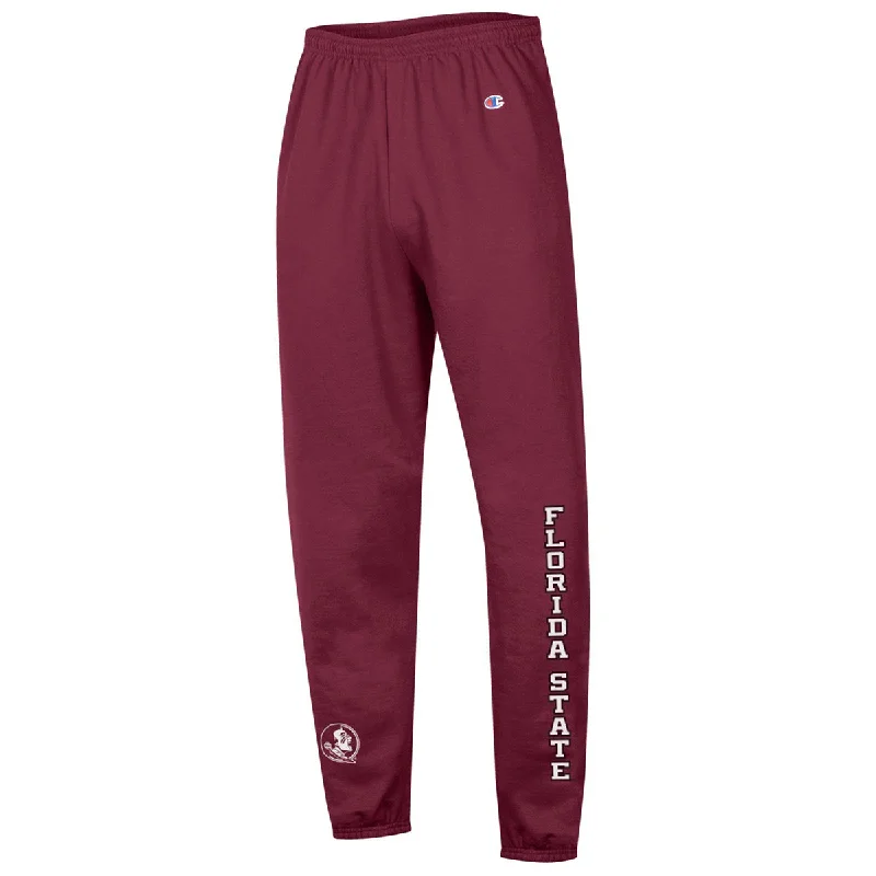 Champion Men's Seminole Logo/Florida State Design Fleece Pant - Garnet