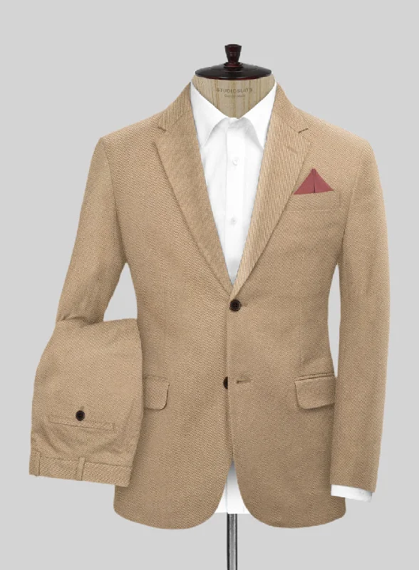 Scabal Beige Cashmere Cotton Suit