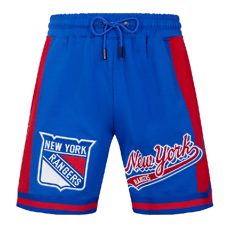 NHL NEW YORK RANGERS SCRIPT TAIL MEN'S DK 2.0 SHORT (ROYAL BLUE/RED)