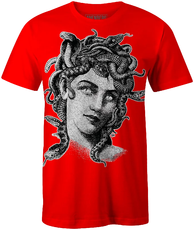 Anenberg, Medusa Classic American Made Mens Red Crew Neck Tee Shirt