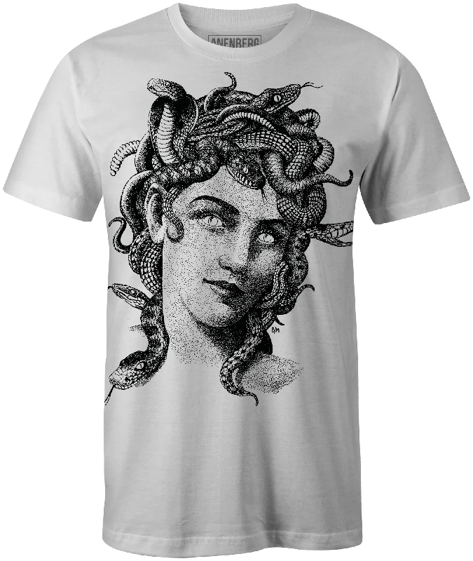 Anenberg, Medusa Classic American Made Mens White Crew Neck Tee Shirt