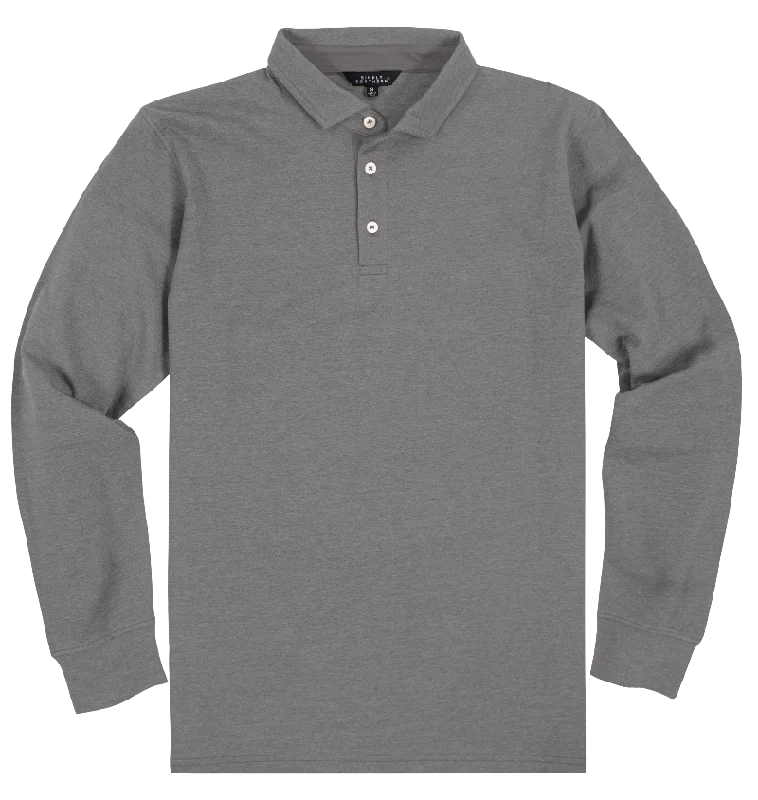 SALE Simply Southern Classic Heather Grey Unisex Polo Long Sleeve T-Shirt