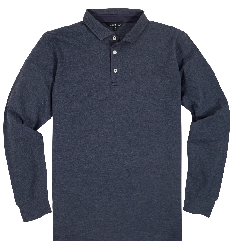 Simply Southern Classic Heather Navy Unisex Polo Long Sleeve T-Shirt